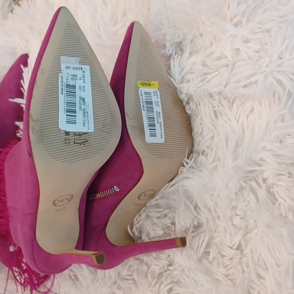 Michael Kors Whitby Hot Pink Ostrich Suede & Feather High Heel Bootie MULTI SZS - Picture 16 of 16